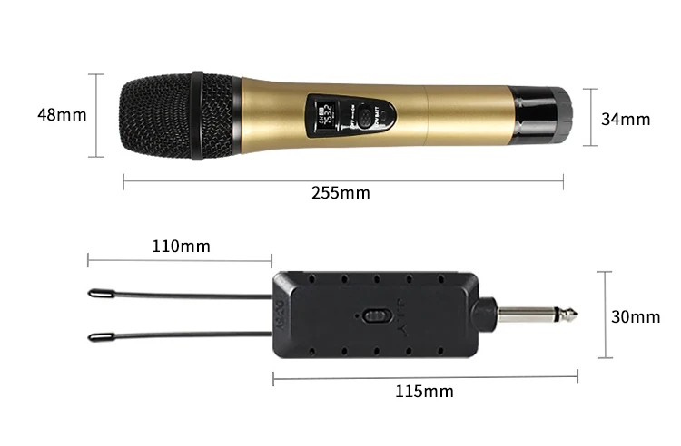 Professional Dynamic Factory OEM Universal Wireless mike Microphone Dual VHF Handheld Karaoke Microphone
