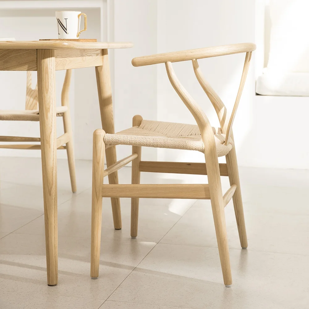 Silla Diningfurniture Ash or Beech Hans Wegner Danish Dinning Room Chair Wishbone Chair Wood Nordic Solid Home Furniture Modern