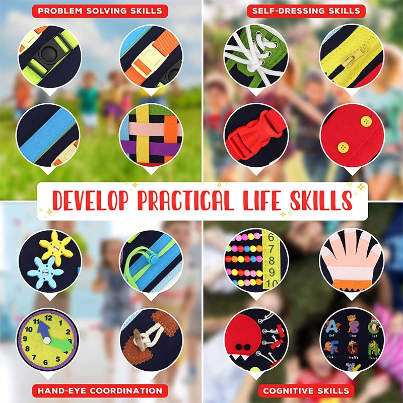 Child Educational Preschool Montessori Sensory Book Busy Board Toys for Airplane and Car Travel