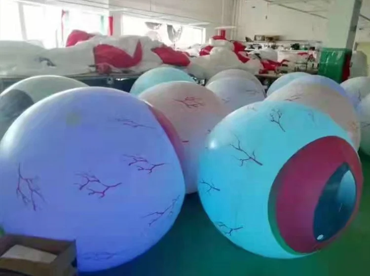 Giant round inflatable eye parties led light pvc inflatable glitter ball for hanging decoration