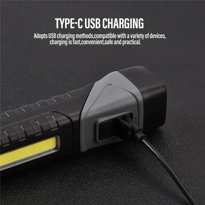 Powerful COB LED Flashlight 90 degree Rotatable Magnetic LED Torch light USB Rechargeable pocket led Work lamp