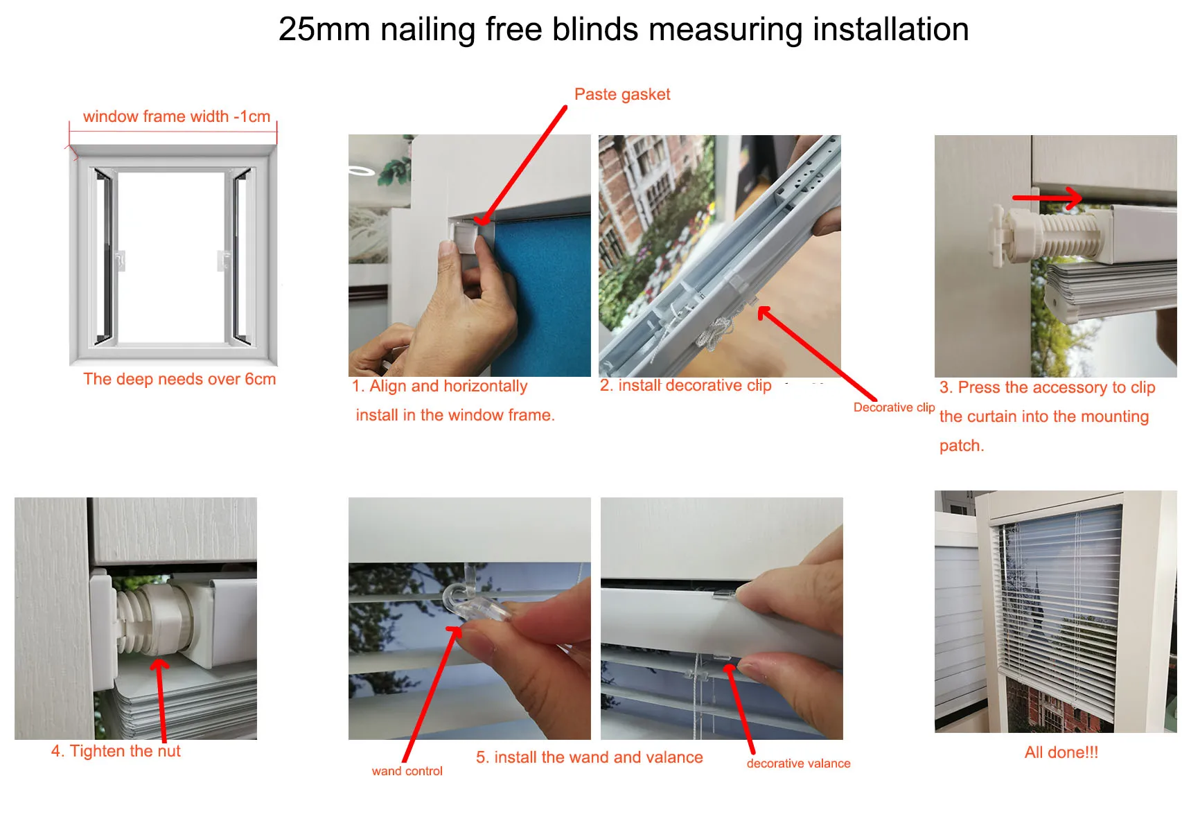 Cordless 1 inch Vinyl PVC Mini Blinds Waterproof Window Shade