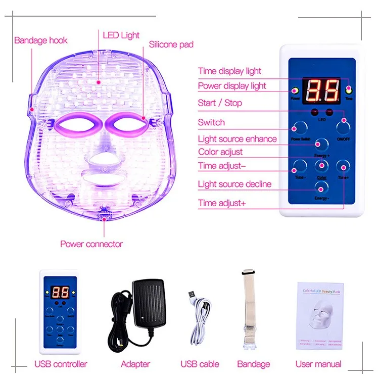 Trending Products 2021New Arrivals Photon Light Facial Skin Beauty Therapy 7 Colors LED Face