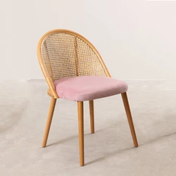 Simple And Stylish Restaurant Furniture Wooden Dining Chair Natural Rattan Chair  New Model Silla Comedor Cane Chair