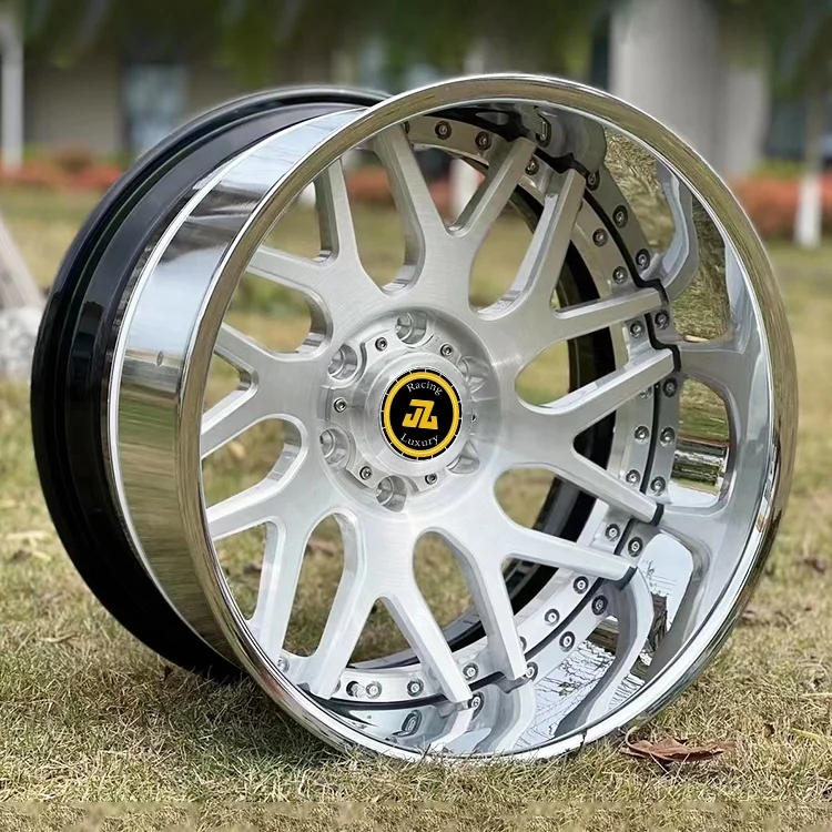 Jiangzao Chrome Finish Car Wheels Car 2-piece 3-piece Deep Dish Rims Custom Forged Alloy Luxury 18 19 20 21 22 23 24 Inch DZ117