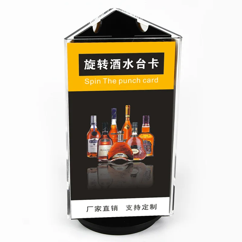 Rotating Triangle Vertical Table Advertising Display Stand Acrylic Sign Menu Holder for Restaurant