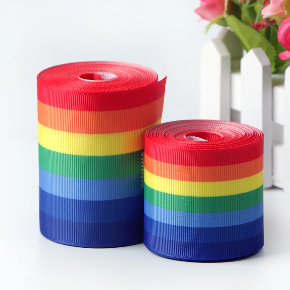 Hot sales 3 inch 75mm decorative rainbow grosgrain ribbons