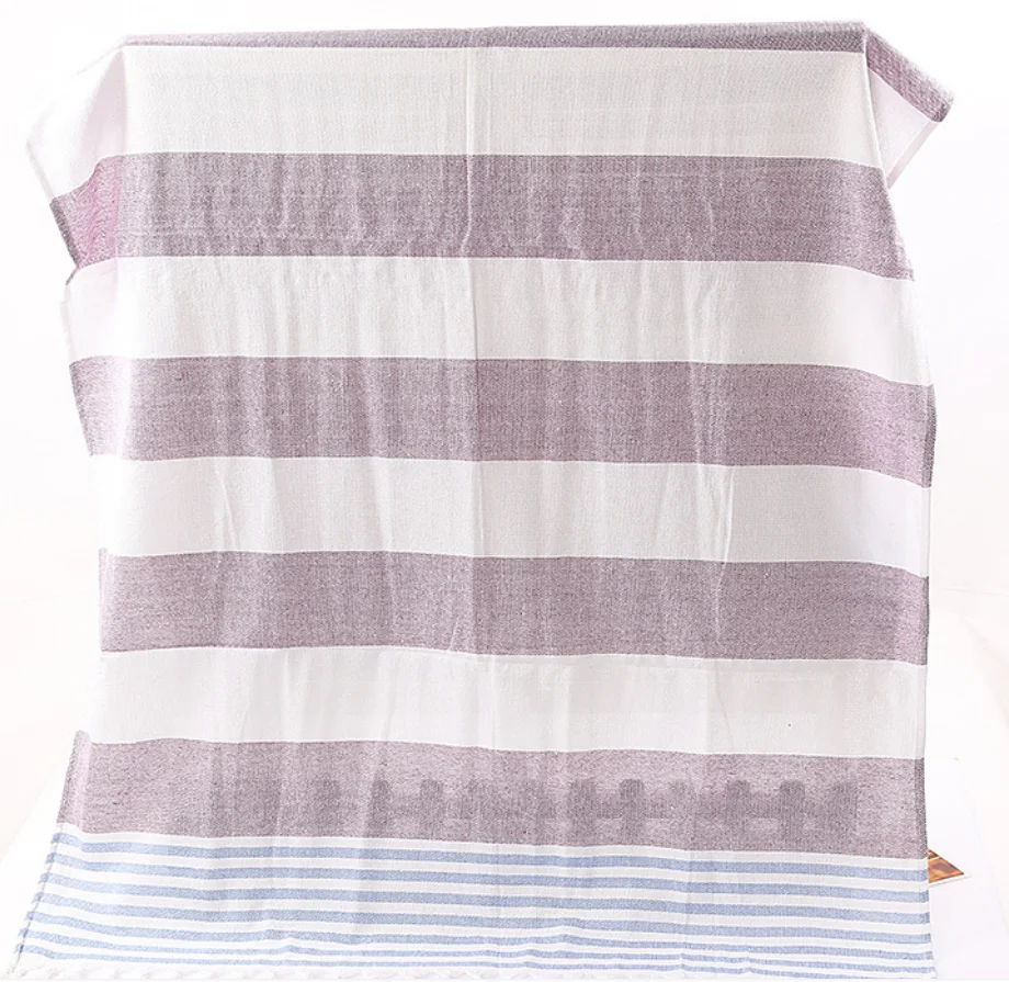 Custom Soft Multi-color Turkish Towel Tassels Woven Cotton Polyester Sand Free Beach Towels