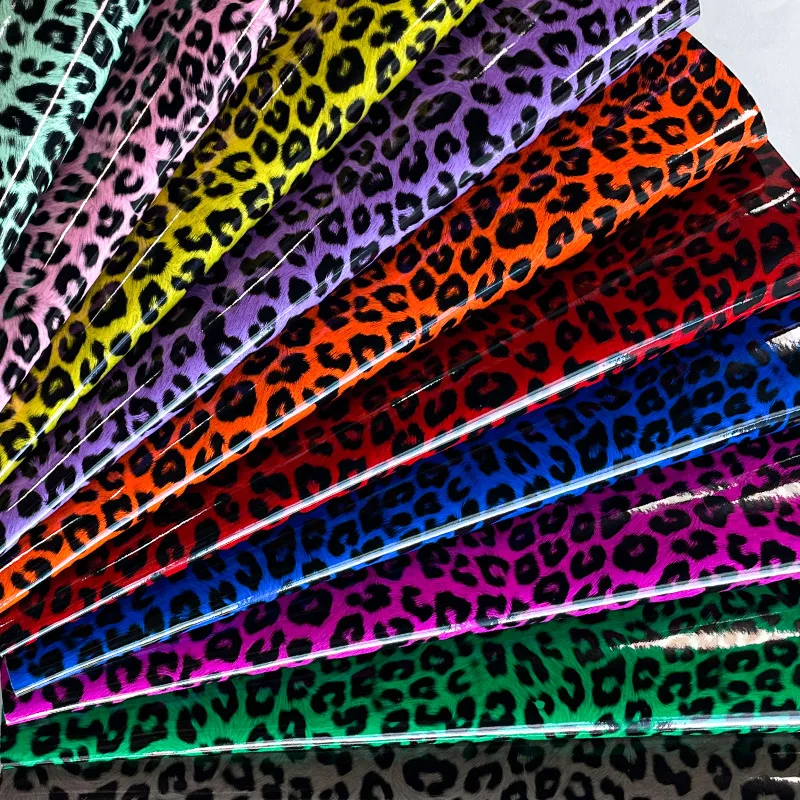 Animal Pattern Design Leatherette Leopard Printed Synthetic Fabric Mirror PU Coated Finished Faux Leather For Upholstery/Bags