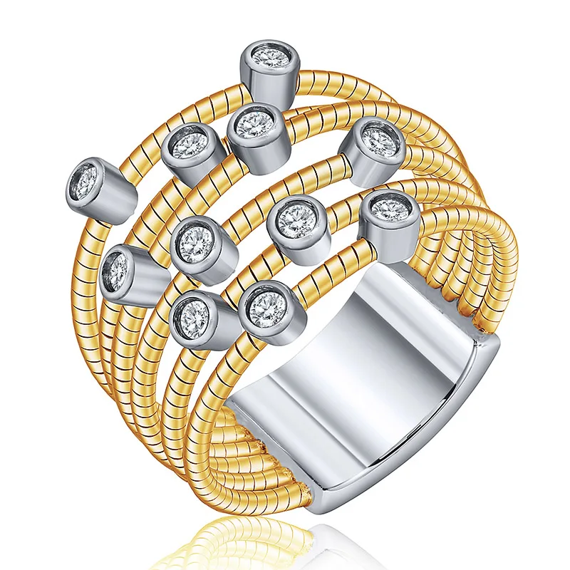 hot western jewelry sterling 925 silver 5a 8a cubic zirconia ring women trend tubogas jewellery 18k gold plated italy rope rings