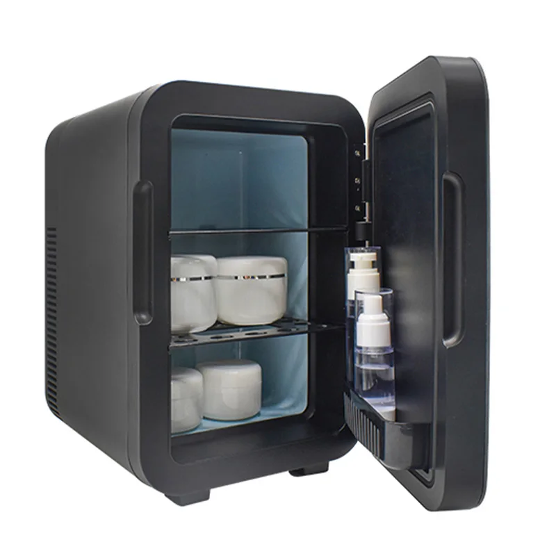 Лидер продаж amazon, электрический холодильник для ухода за кожей для косметики, портативный мини-холодильник для косметики с зеркалом и светодиодной подсветкой, 12 В переменного тока