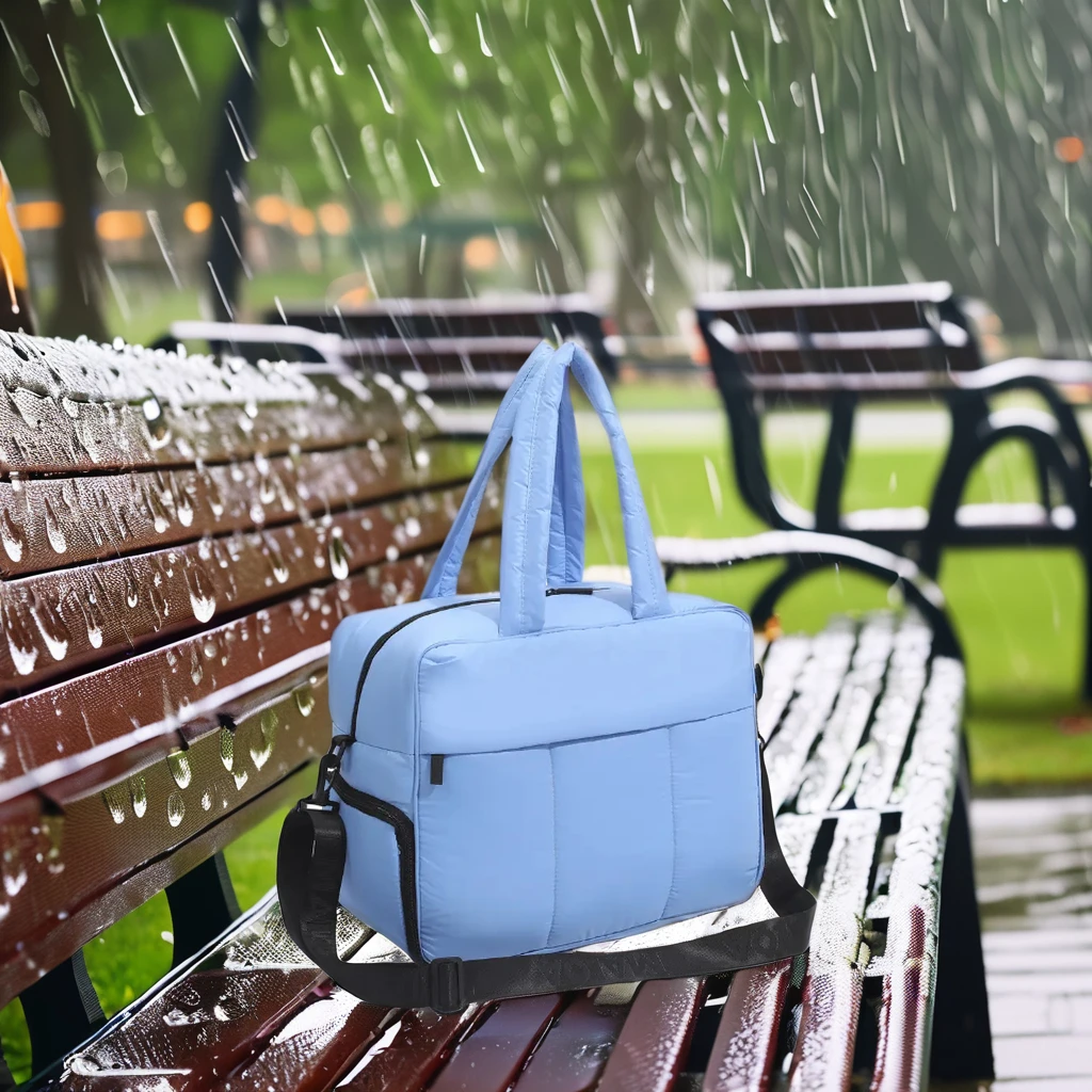 2024 New Design Factory Custom Fashion Popular Sport Nylon Puffy Bag Various Color Puffer Quilted Travel Tote Bag For Women