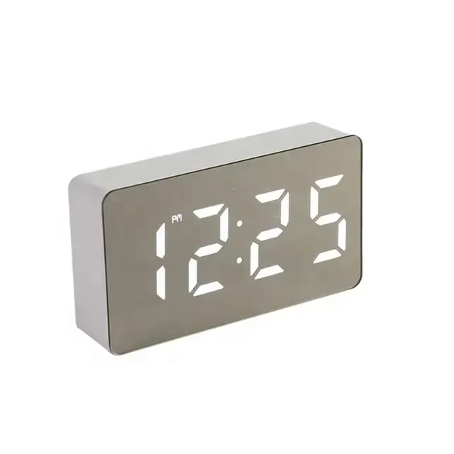Hot Selling Mini LED Mirror Desk Clock USB Powered Night Light Digital Led Alarm Clock