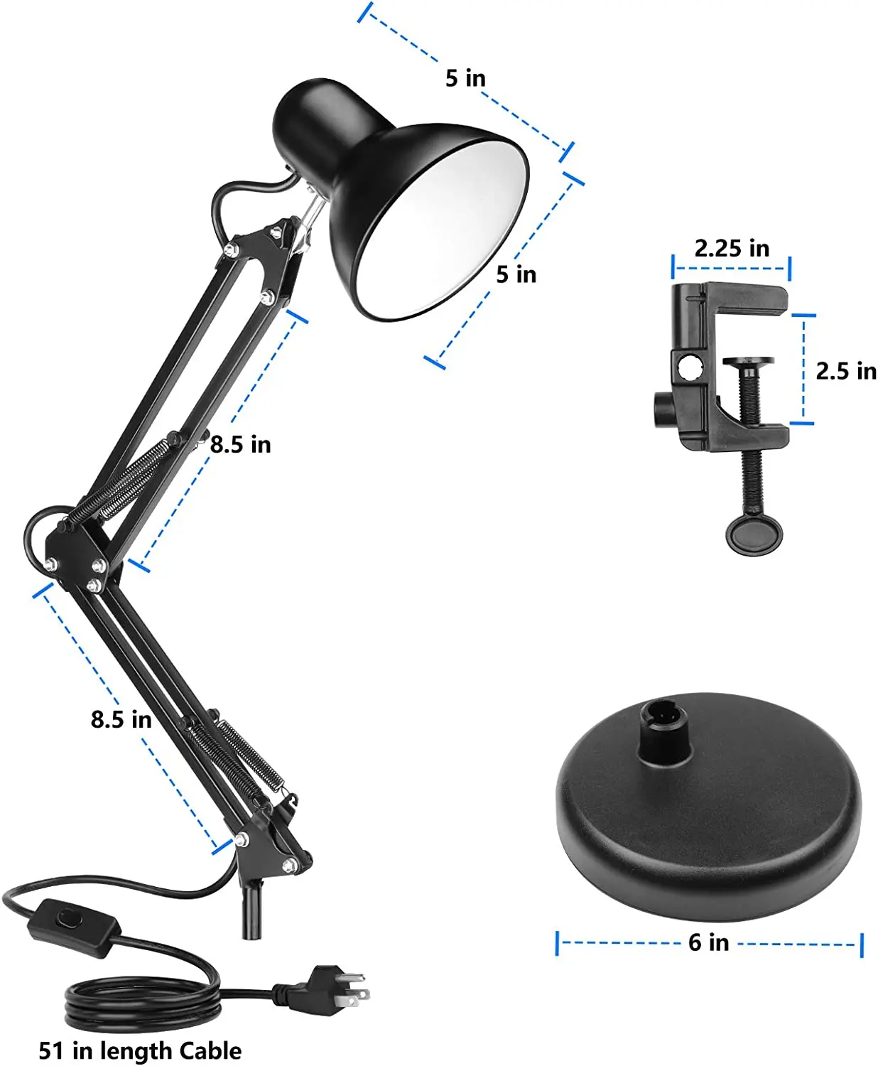 Настольная лампа с регулируемым гусиным шеей со сменным основанием или зажимом для ухода за глазами настольная лампа для кабинета в спальне