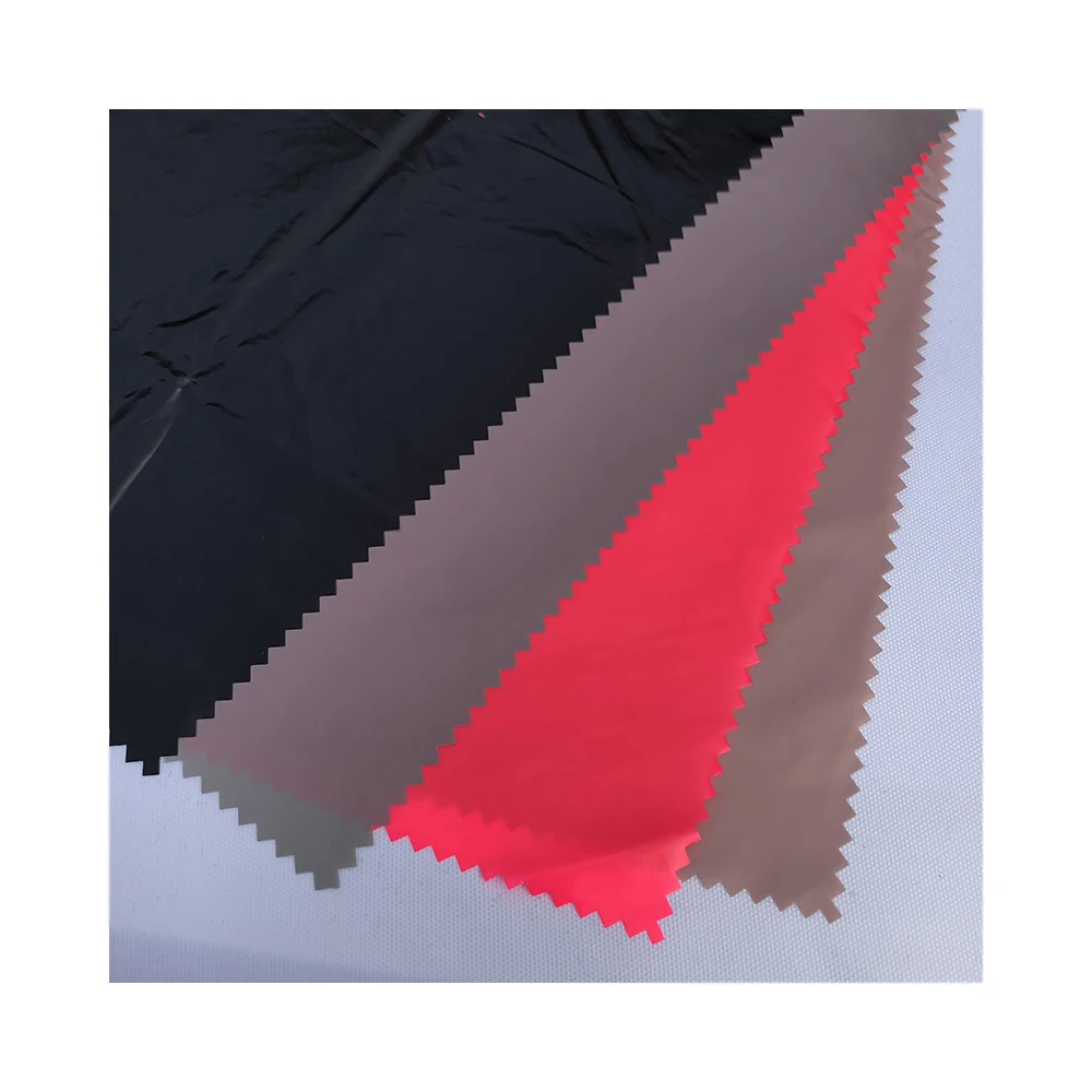 Soft And Smooth 380T  20D Ripstop  Plain Weave Nylon Fabric Bright PU Nylon Down Coat fabric