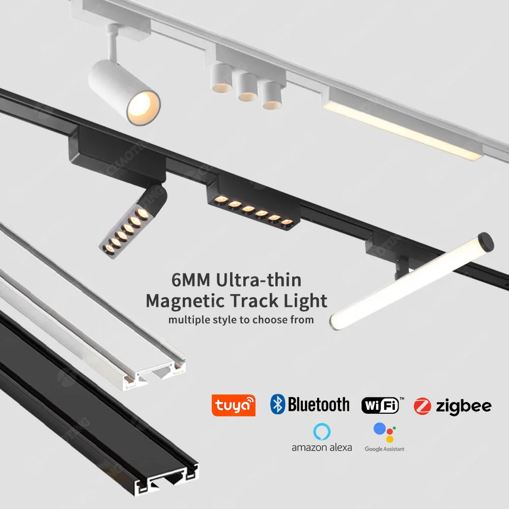 Ultrathin Surface Mounted Track 48V Linear Ceil Led Track Spot Light 1M 1.5M 2M 3M Ultra Slim 4 Wires Magnetic Rail Light System