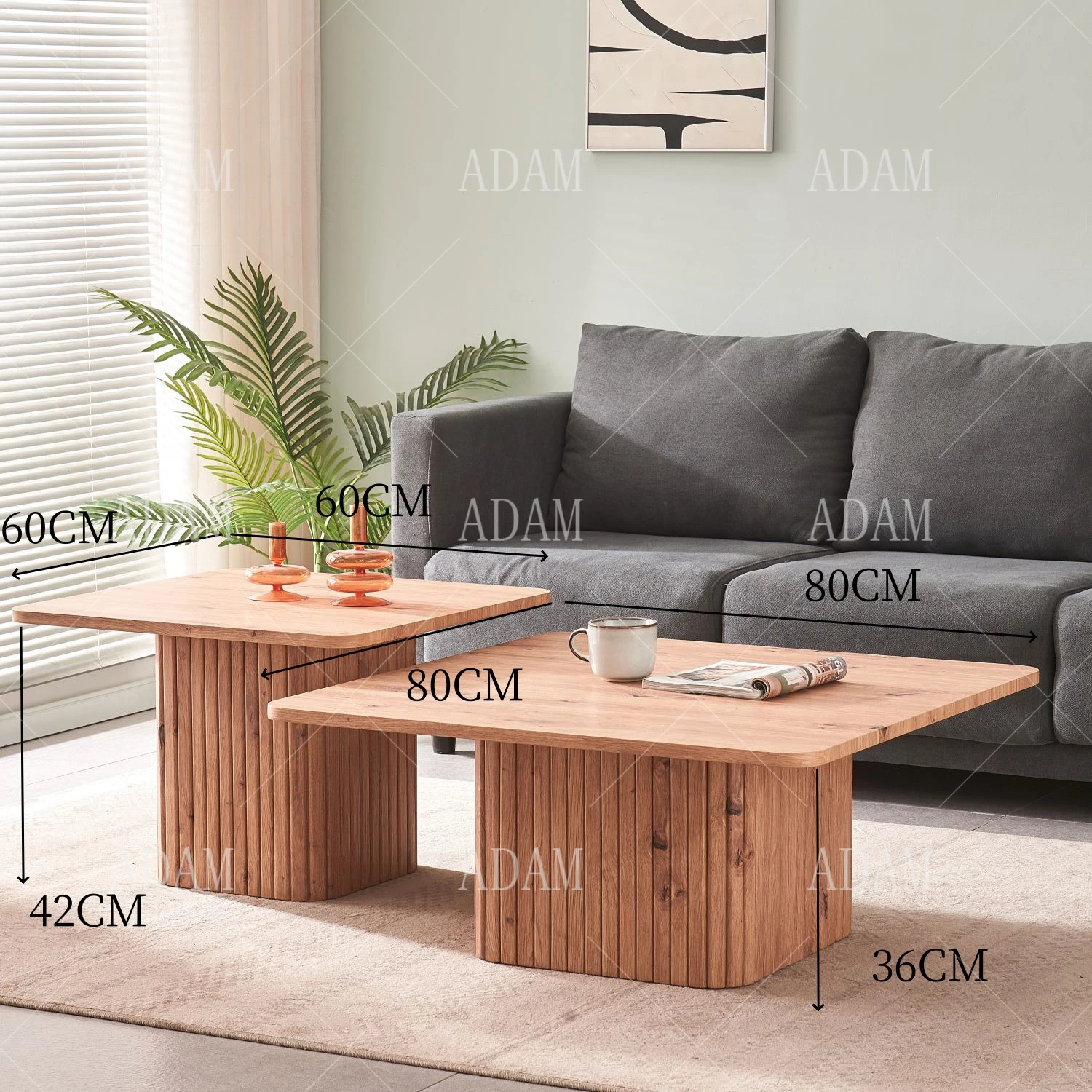 wabi-sabi wholesale european Modern Nature Nesting BROWN Wood Oak Paper MDF Round Coffee Table