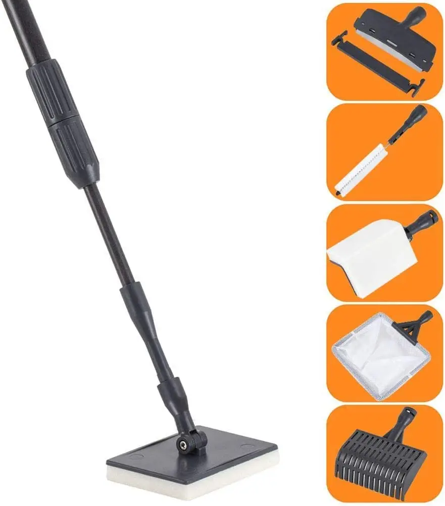 6 in 1 Aquarium Cleaning Tool Kit Algae Scraper Scrubber Pad Sponge Telescopic Handle Fish Tank Brush Cleaner  for Saltwater