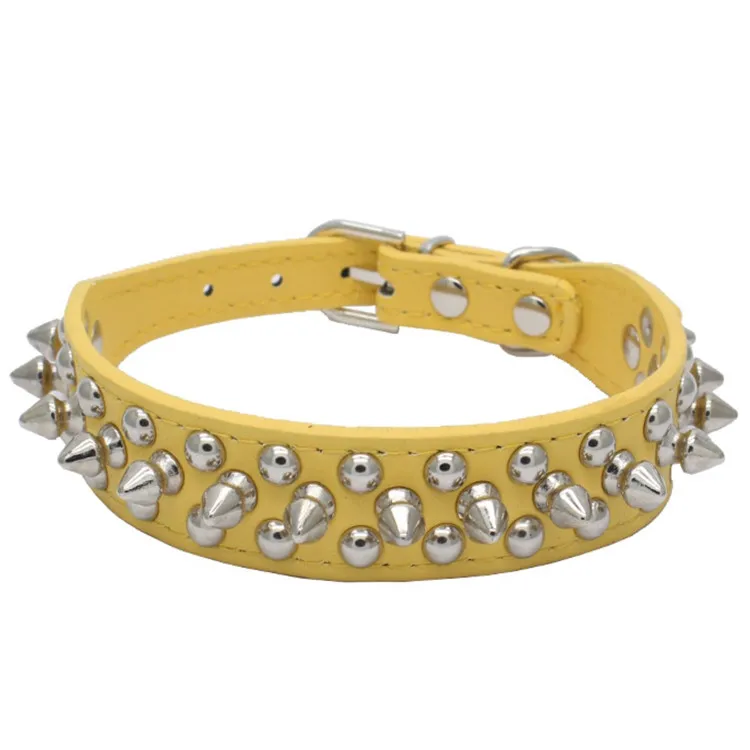 Mushrooms Spiked Rivet Studded PU Collar for Dogs Adjustable Anti-bite Pet Collar with Mushrooms Spiked Rivet