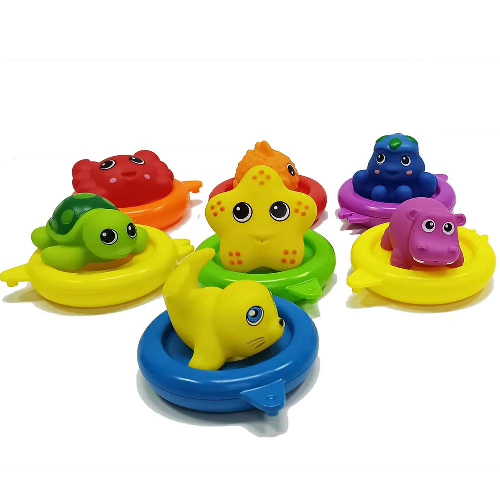 Baby Crab Elephant Floating Bath Toys Set Play Stacking Bathroom Toy Connecting Rings for Baby Toddlers