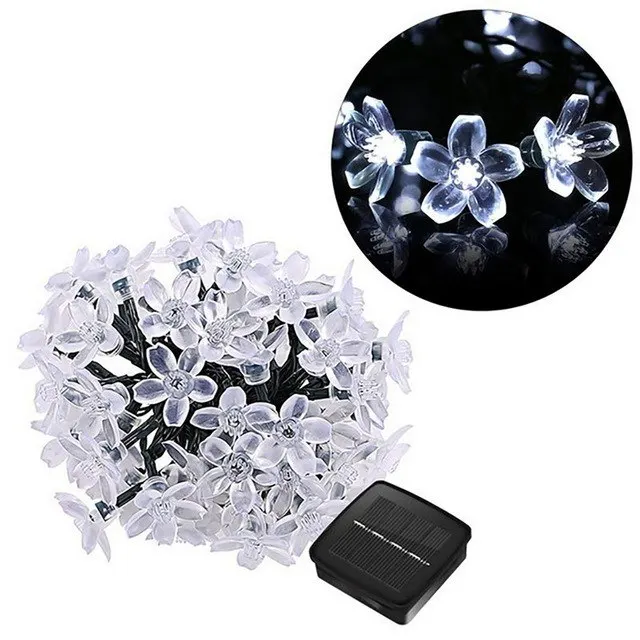30 LED Sakura Cherry RGB Flower Bloom Decorative Solar String Rope Lights Lamp for Garden Yard Patio Tree Decoration
