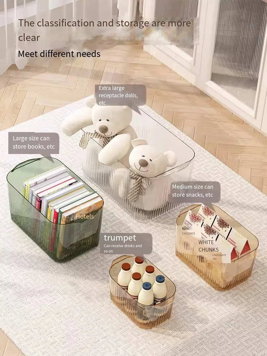 Transparent acrylic storage box desktop multifunctional sorting box plastic clear waterproof large round storage box