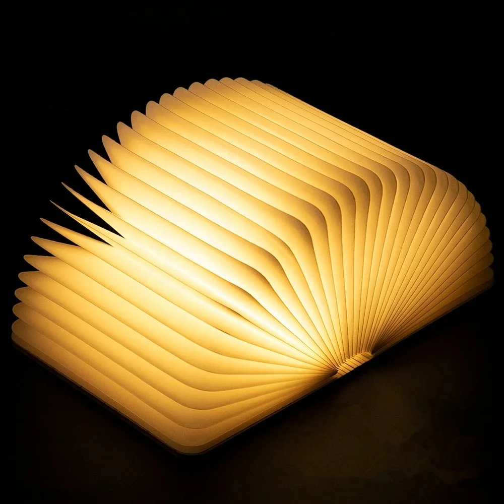 LED Folding Wooden Book Light Creative 3D Night Lamp Table Decor Lights Bedside Mood Book Lamp Christmas Gifts For Home Decor