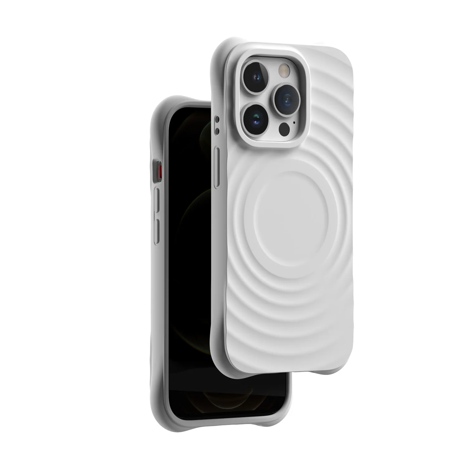 3D creative case for iPhone15 pro max wave real liquid silicone phone case for 14 13 pro max magnetic four corners anti-slip