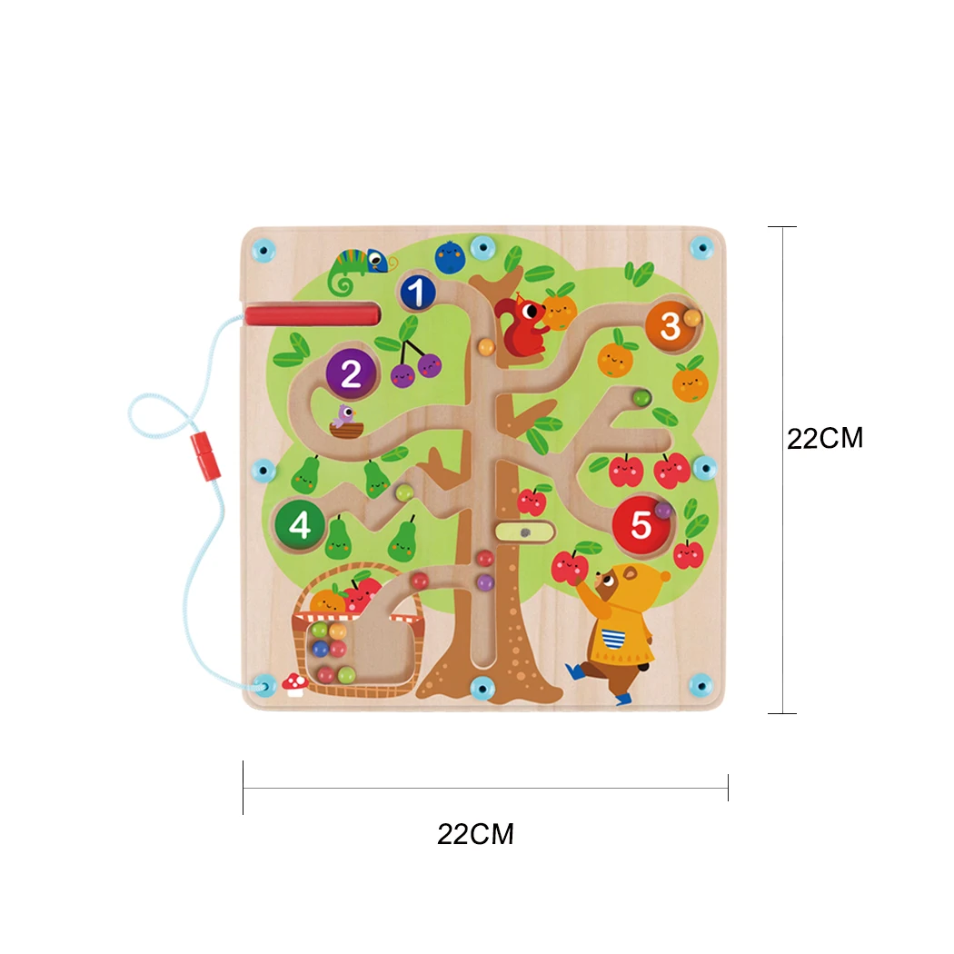 Magnetic Wooden Maze Tree Animal Puzzle Play Walking Ball Tracking Montessori toy for Kids Learning