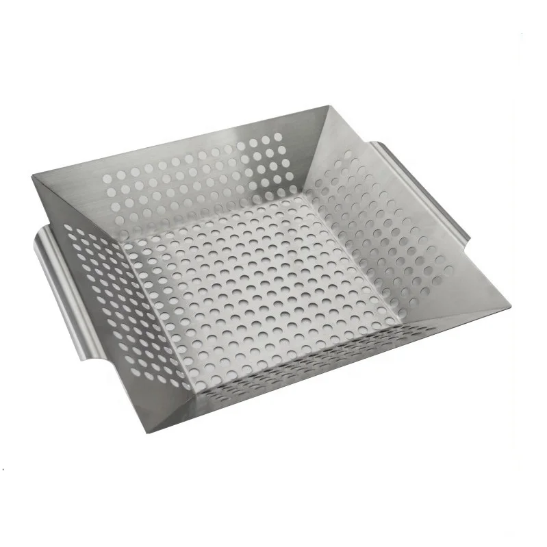 Non-Stick & Stainless Steel Rectangle Square BBQ Vegetable Grill Basket