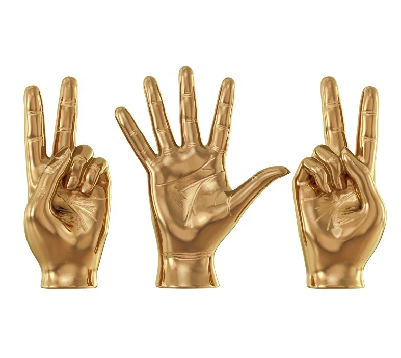 Modern Five Finger Palm Resin Sculpture Gesture 3D Figurine Hand Statue Decoration Home, Living Room, Office Decoration