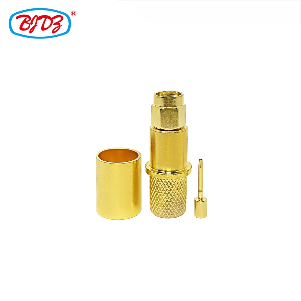 Factory Fully gold plated RP reverse polarity SMA Male plug For LMR400 RG213 RG214 RG8 7DFB 8D-FB Cable RF Coaxial Connectors