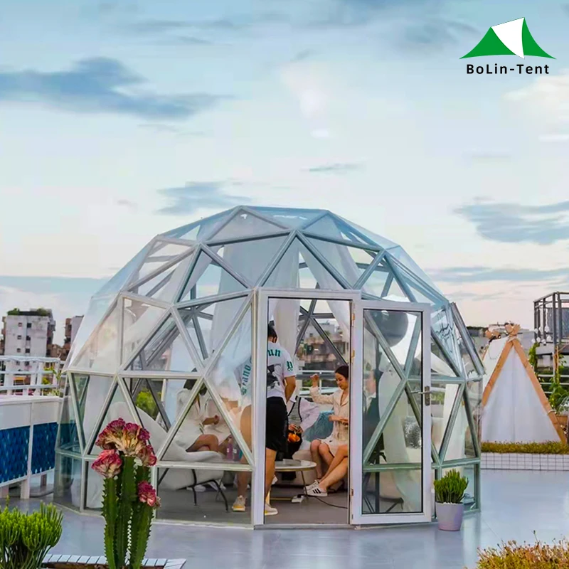 OEM Geo Dome House Big Geodesic Dome Kit Tents Glamping Garden Glass Polycarbonate Igloo Glass Dome House