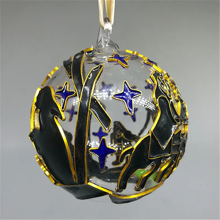
Factory wholesale cloisonne enamel glass ball Christmas decoration, home decoration glass and hand-painted colored cloisonne, 