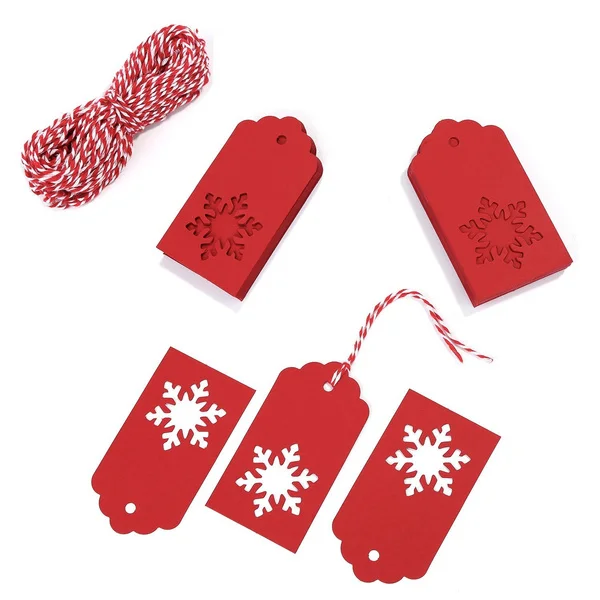 Paper Tags Kraft Gift Tags Snowflake Shape Hang Labels with 30 Meters Twine for DIY Arts and Crafts, Wedding Christmas Thanksgiv