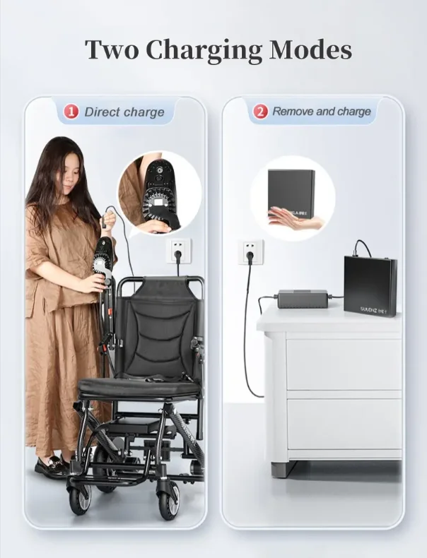 AMAIN Lightweight folding Electric Wheelchair 9.8 Kg AluminuM Alloy Foldable Wheelchair On Plane For Elderly 6Ah Battery