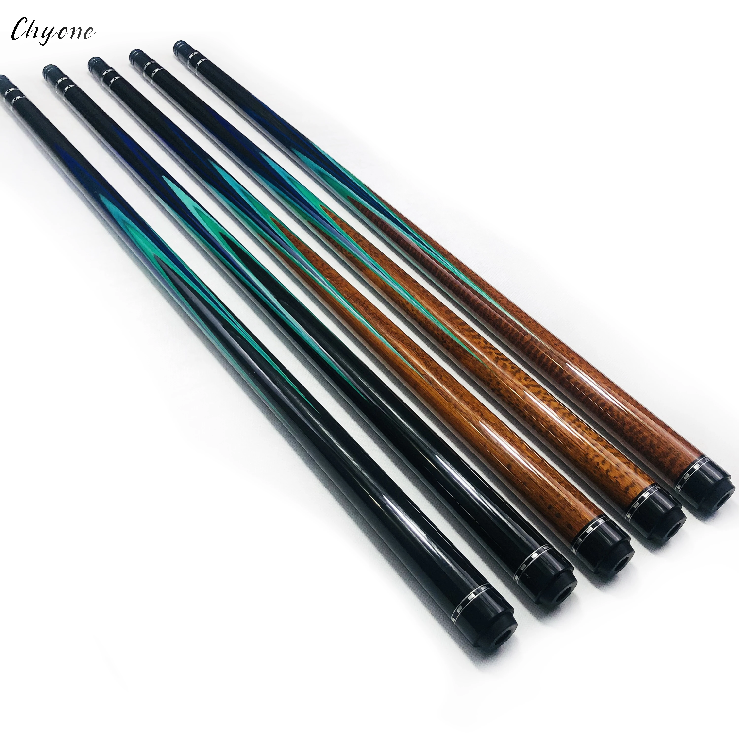 korea Carom cue Chyone custom rainbow design snake wood spliced billiard cue handmade pool cue