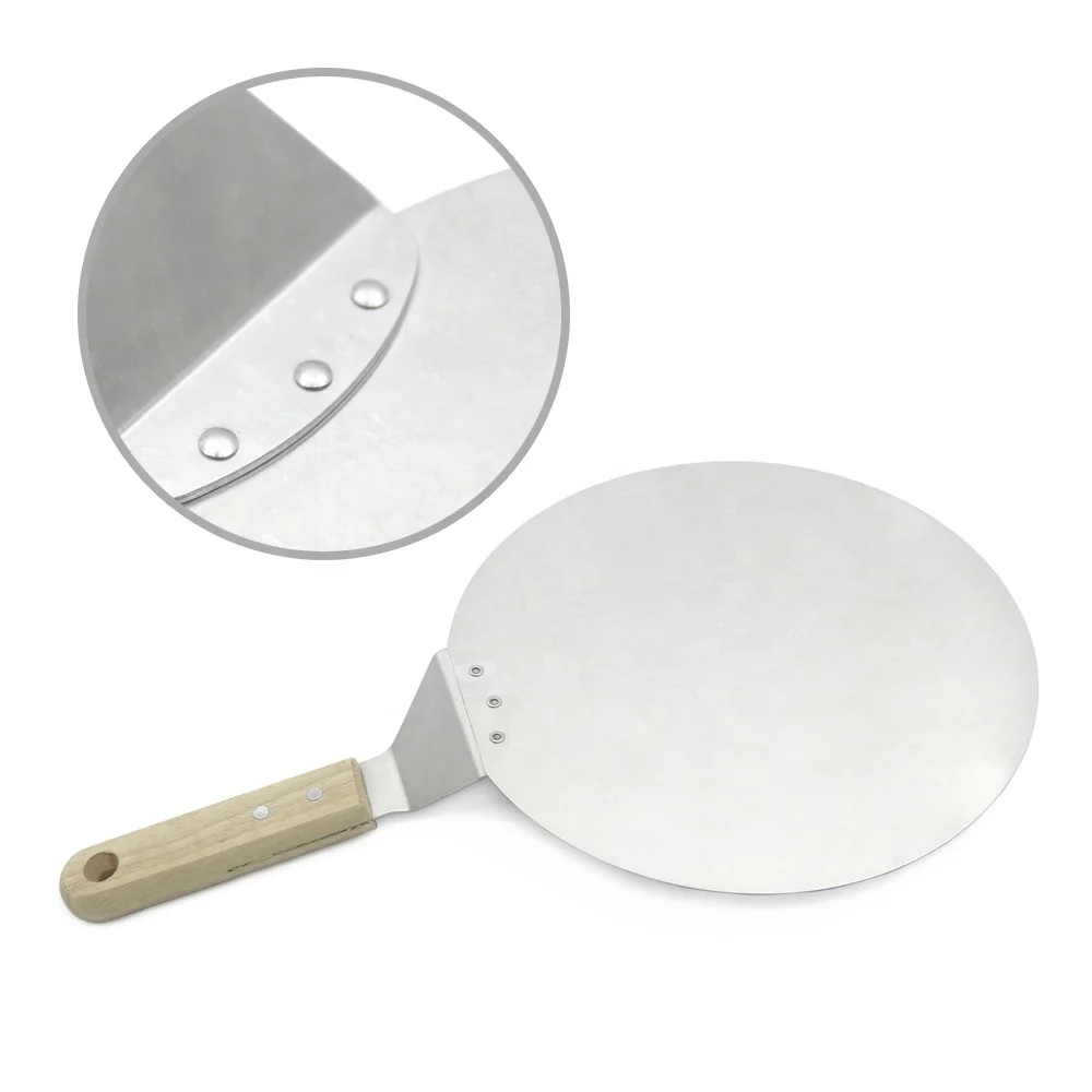 10-Inch Stainless Steel Foldable Pizza Spatula with Wood Handle Customizable Logo Box Packed Pizza Peel Tool