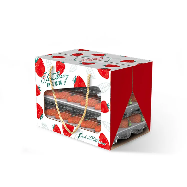Eco Friendly Customized Strawberry Fruit And Vegetable Take Away Gift Packaging Cardboard Carton Box