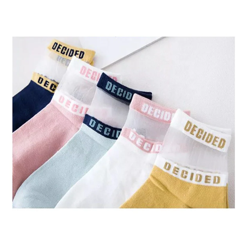 Korean style women sports socks High Quality Summer Breathable Girls Letter Short Socks Women Ladies Lace thin Ankle Socks