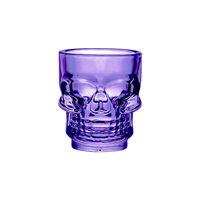 Wholesale Cheapest Price Customized Color Special Shaped  Glass Skull Shot Glasses Mini Whiskey Vodka Shot Glass Cups