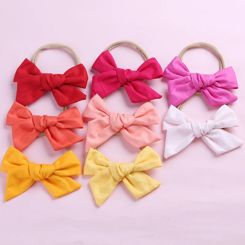 Clear Hair Ties For Girls Pure Cotton Bow Rubber Band  For Children with Soft Tiara for Infants Headband Accessories