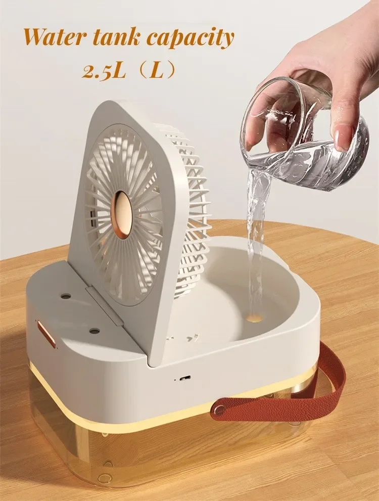 Mini Air Conditioner Air Cooler With Night Light Portable Usb Charge Humidification Spray Fan Electric Fans Remote Control Fan