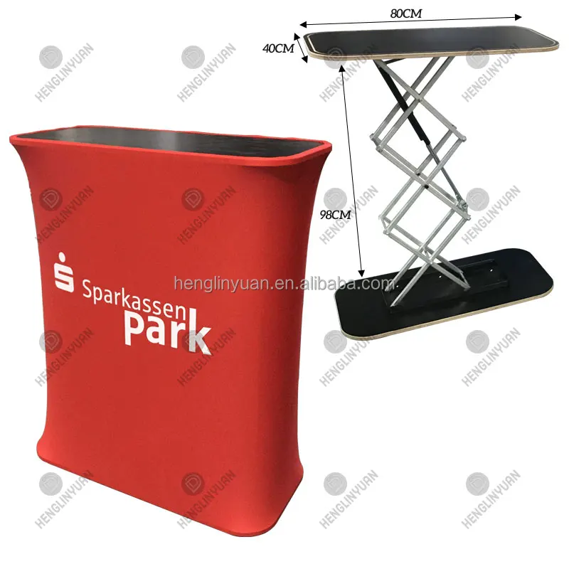 HLY Custom Pop Up Counter Foldable Trade Exhibition Counter Table Pop Up Booth Table