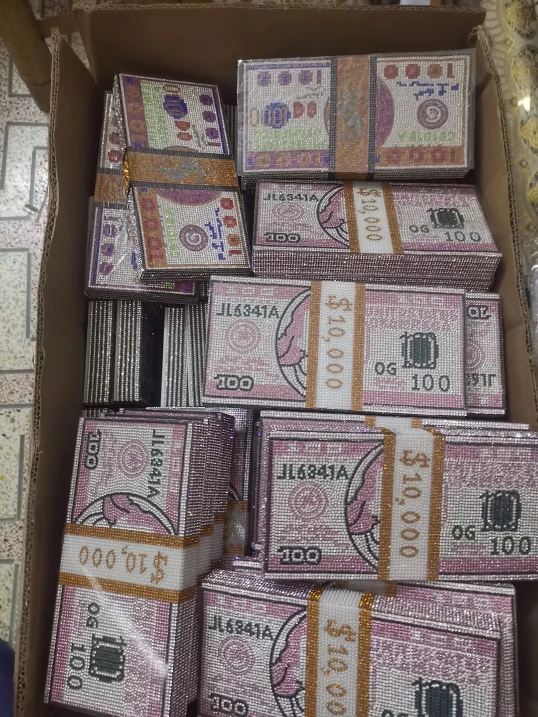 FINE OCEAN  Designer Ladies Fashion Full Beaded Rhinestone Purse Ladies Silver Us Dollar Evening Clutch Hand Bag