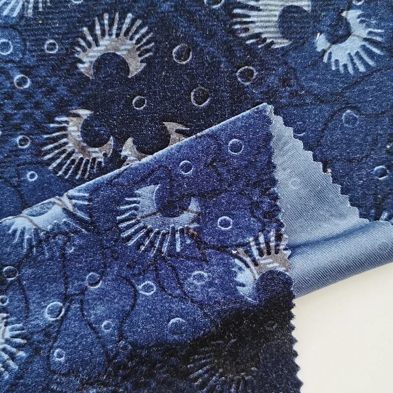 Kaiming Factory Whole Swan Caving Design Purple color 100 polyester super soft velvet fabric for Home textiles