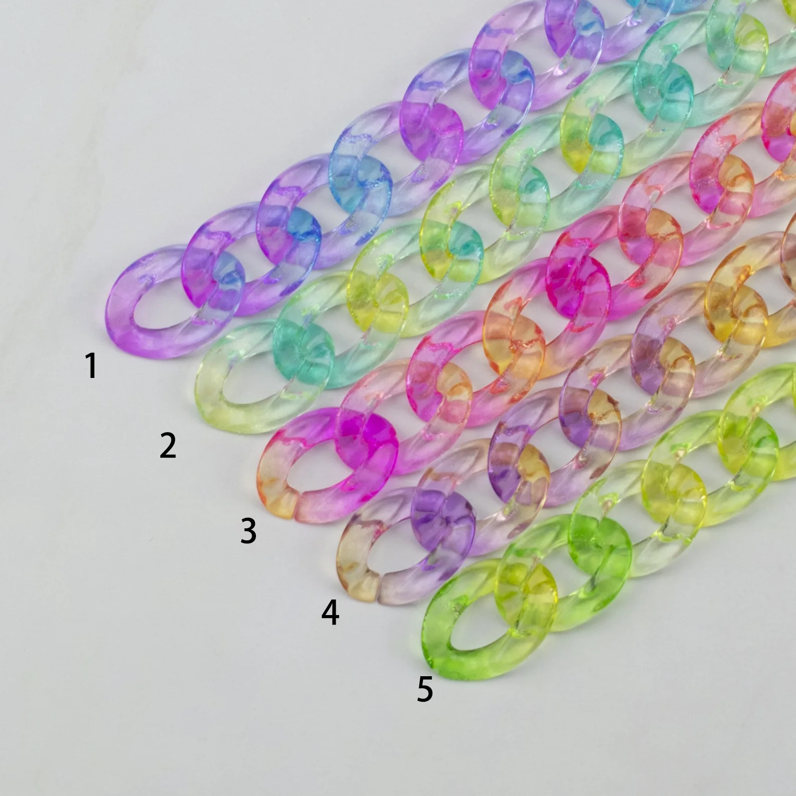18x23mm Acrylic Transparent Gradient Twisted Assembled Parts Beads  for Women Frosted Resin Pendant Necklace Jewelry Accessories
