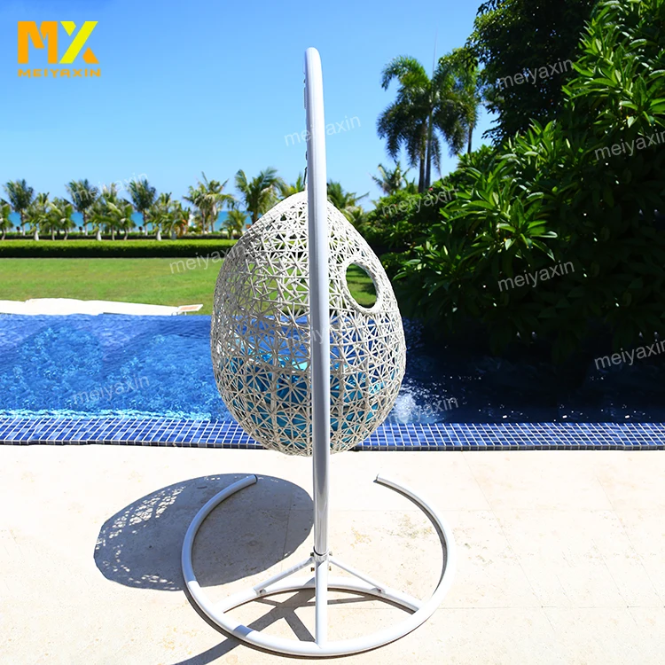 modern design outdoor swing chair egg shape woven rattan aluminum frame tube Durable and stable anti-uv for Villa courtyard