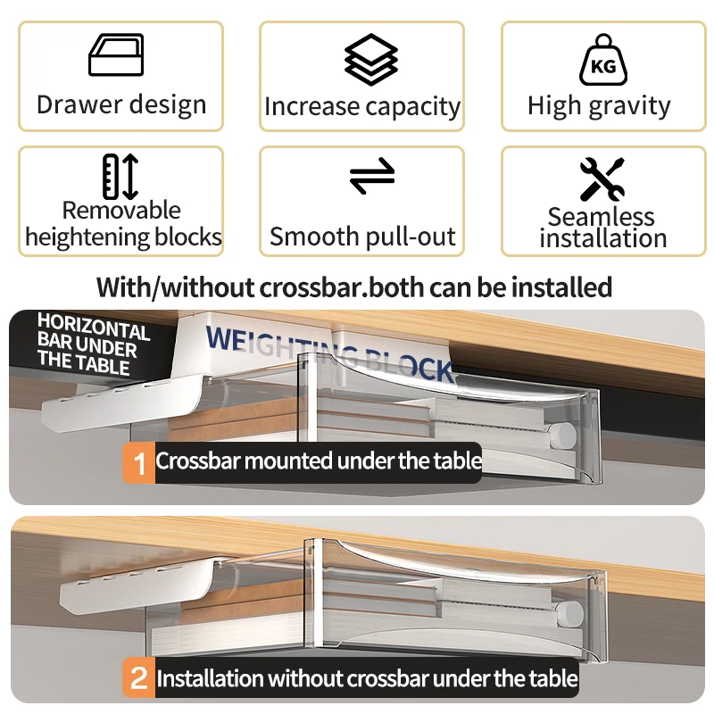 Single-Tier Self-Adhesive Desktop Organizer Wood Acrylic Storage Box Metal Tray Rack Holder Office Home Use Table Management