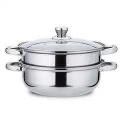 Stainless steel steamer three-layer pot soup pot double bottom gas induction cooker with steam grid cooking pot with cover